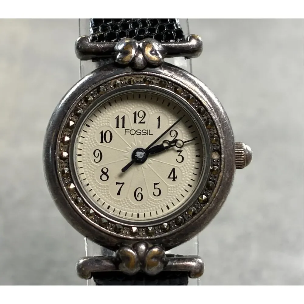 Fossil ES‑8646 Vintage Women's Watch Silver Tone Cream Dial 23mm Working